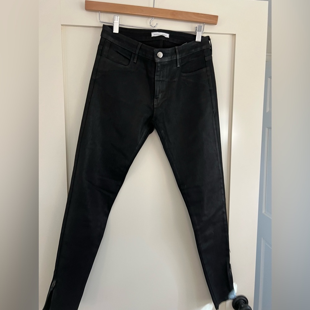 Weslin + Grant waxed black jeans